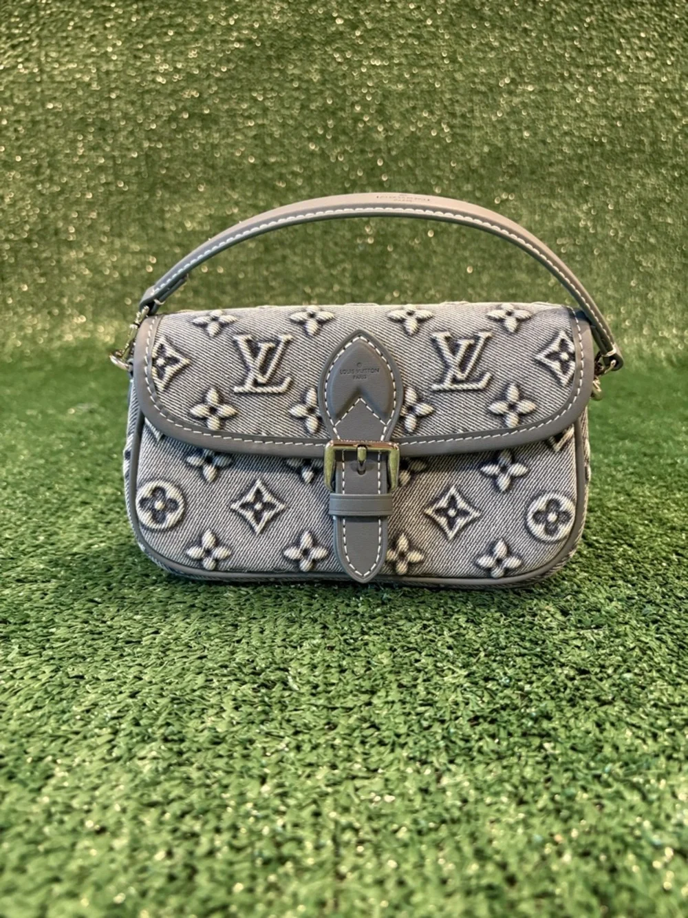Louis Vuitton Gray Monogram Denim Flap Crossbody Bag - Picture 2 of 5